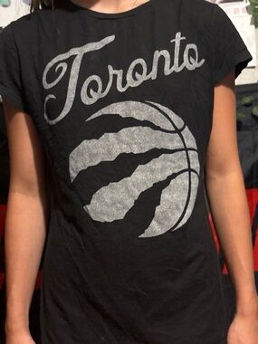 NBA Toronto Black Short Sleeve Tee with Silver Logo